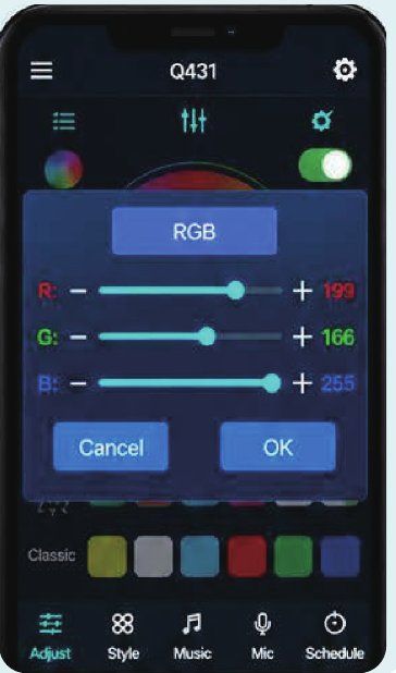 RGB value screen