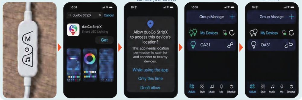 Pairing screens in the duoCo StripX app