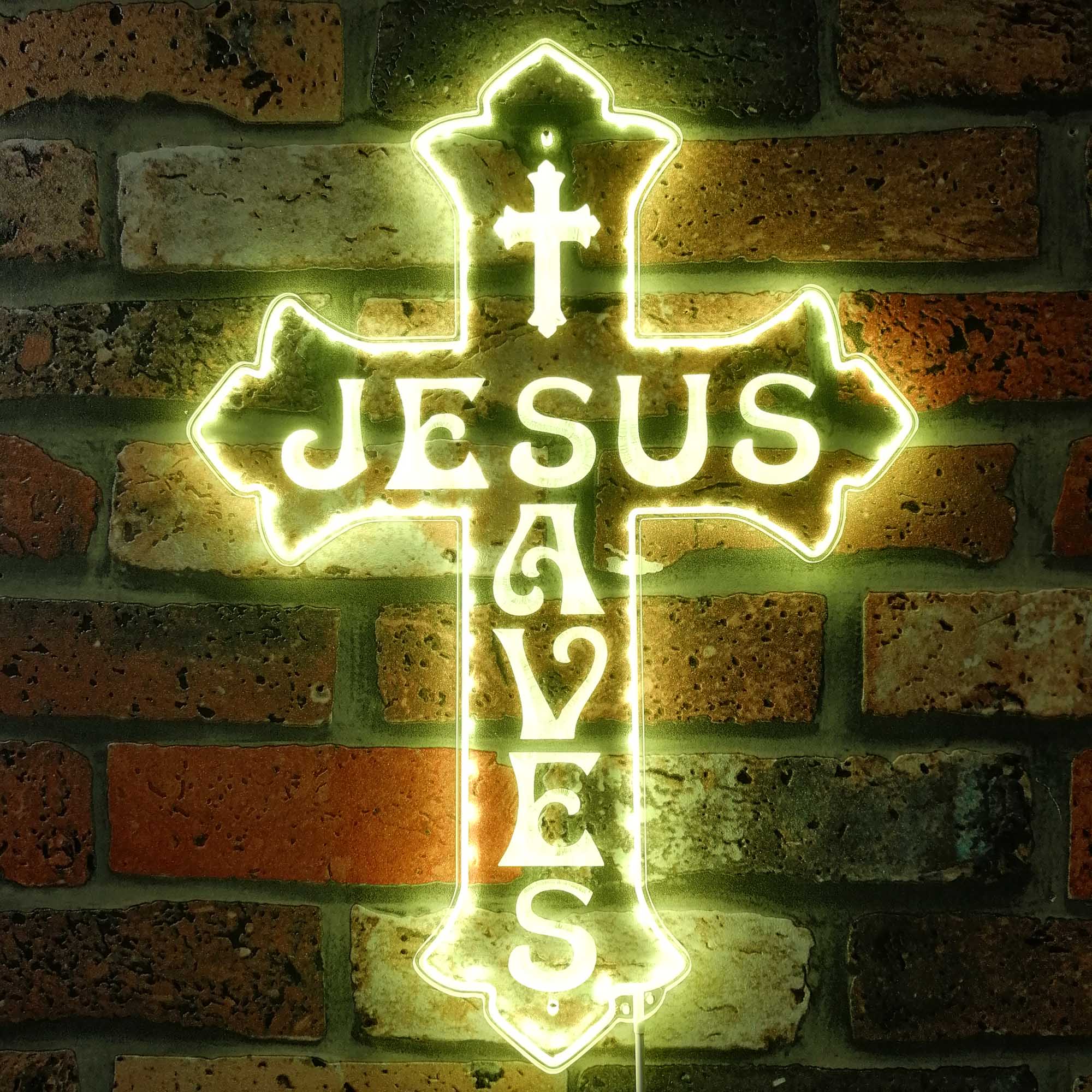 ADVPRO Cross Jesus Saves Room Decoration RGB Dynamic Glam LED Sign