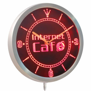 ADVPRO Internet CAF? Shop Neon Sign LED Wall Clock nc0280 - Red