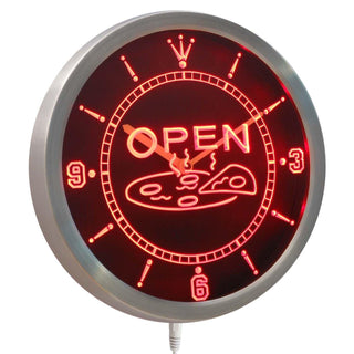 ADVPRO Open Pizza Shop Neon Sign LED Wall Clock nc0329 - Red