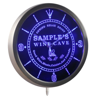 ADVPRO Name Personalized Custom Home Wine Cave Bar Beer Neon Sign LED Wall Clock ncqw-tm - Blue