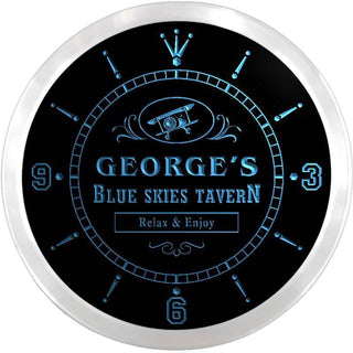 ADVPRO George's Blue Sky Tavern Custom Name Neon Sign Clock ncx0016-tm - Blue