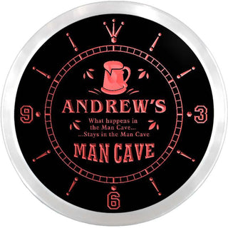ADVPRO Andrew's Man Cave Custom Name Neon Sign Clock ncx0035-tm - Red