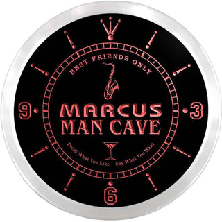 ADVPRO Marcus Man Cave VIP Lounge Bar Custom Name Neon Sign Clock ncx0146-tm - Red