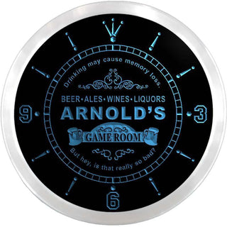 ADVPRO Arnold's Tavern Game Room Bar Custom Name Neon Sign Clock ncx0221-tm - Blue
