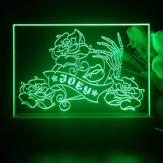 ADVPRO Skull hand with rose and love Personalized Tabletop LED neon sign st5-p0064-tm - Green