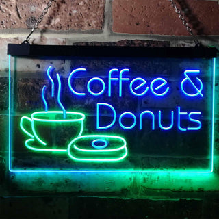 ADVPRO Coffee and Donuts Kitchen Shop Plaque Dual Color LED Neon Sign st6-i0310 - Green & Blue