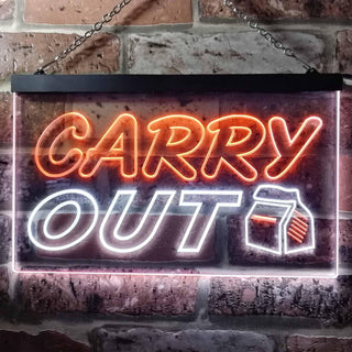 ADVPRO Carry Out Cafe Illuminated Dual Color LED Neon Sign st6-i0503 - White & Orange