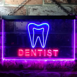ADVPRO Dentist Service Open Illuminated Dual Color LED Neon Sign st6-i0825 - Red & Blue