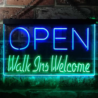 ADVPRO Open Walk Ins Welcome Display Business Dual Color LED Neon Sign st6-i2128 - Green & Blue