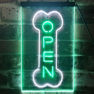 ADVPRO Open Dog Bone Grooming Pet Shop Display  Dual Color LED Neon Sign st6-i2494 - White & Green