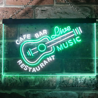 ADVPRO Guitar Live Music Cafe Bar Restaurant Beer Dual Color LED Neon Sign st6-i2544 - White & Green
