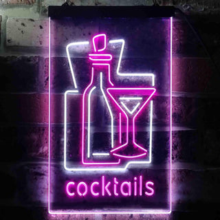 ADVPRO Cocktails Drink Glass Club  Dual Color LED Neon Sign st6-i3558 - White & Purple