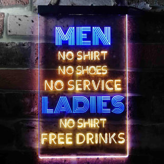 ADVPRO Ladies No Shirt Free Drinks Funny Humor Bar  Dual Color LED Neon Sign st6-i3617 - Blue & Yellow