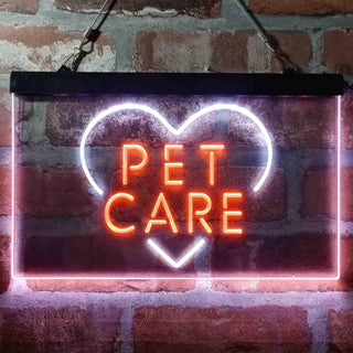 ADVPRO Pet Care Grooming Heart Dual Color LED Neon Sign st6-i3991 - White & Orange