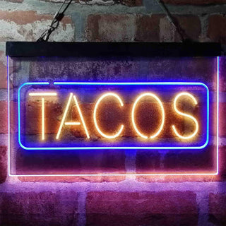 ADVPRO Mexican Tacos Dish Cafe Food Dual Color LED Neon Sign st6-i4021 - Blue & Yellow