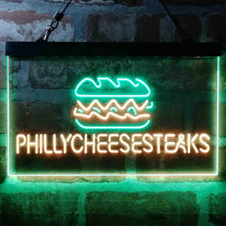 ADVPRO Philly Cheese Steaks Burger Cafe Dual Color LED Neon Sign st6-i4028 - Green & Yellow