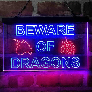 ADVPRO Beware of Dragon Kid Room Decoration Dual Color LED Neon Sign st6-i4079 - Red & Blue