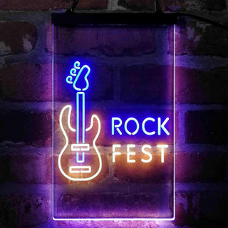 ADVPRO Rock Fest Guitar Room  Dual Color LED Neon Sign st6-i4088 - Blue & Yellow
