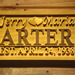 ADVPRO Personalized Double Heart I Love You Custom Wedding Gift Home D‚cor Last Name Established Gift Bar Beer Wooden Signs wpa0006-tm - Details 3