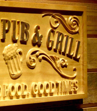 ADVPRO Name Personalized Pub & Grill Home Bar Gifts Wood Engraved Wooden Sign wpa0357-tm - Details 1