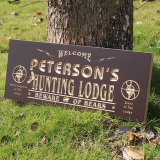 ADVPRO Name Personalized Hunting Lodge Gun Deer Bear Eagle Den Lake House Man Cave 3D Engraved Wooden Sign wpc0073-tm - Details 3