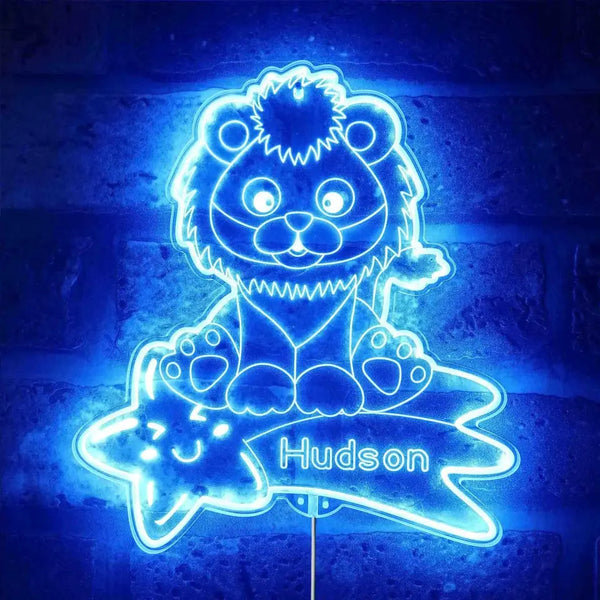 Personalized Lion RGB Dynamic Glam LED Sign st06-fnd-p0004-tm