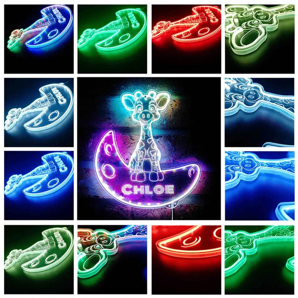 Personalized Giraffe RGB Dynamic Glam LED Sign st06-fnd-p0007-tm