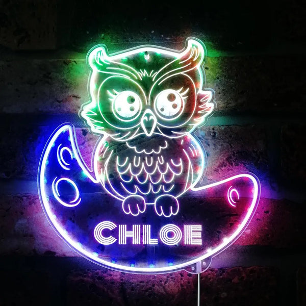 Personalized Owl RGB Dynamic Glam LED Sign st06-fnd-p0019-tm