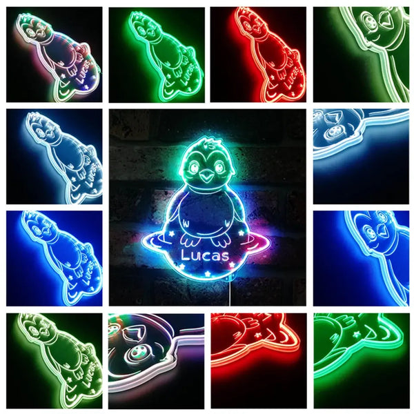 Personalized Penguin RGB Dynamic Glam LED Sign st06-fnd-p0022-tm