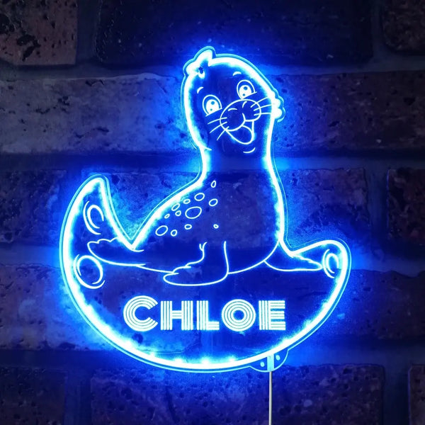 Personalized Sea Lion RGB Dynamic Glam LED Sign st06-fnd-p0024-tm