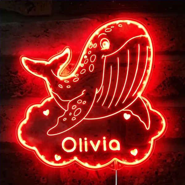 Personalized Whale RGB Dynamic Glam LED Sign st06-fnd-p0026-tm