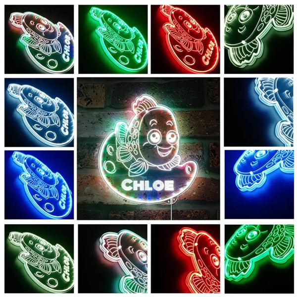 Personalized Crown Fish RGB Dynamic Glam LED Sign st06-fnd-p0027-tm