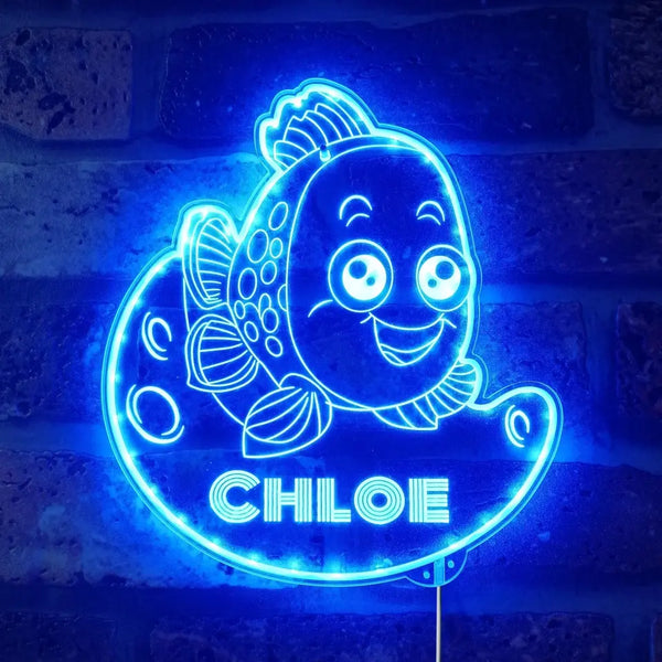 Personalized Crown Fish RGB Dynamic Glam LED Sign st06-fnd-p0027-tm