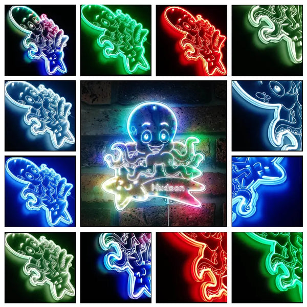 Personalized Octopus RGB Dynamic Glam LED Sign st06-fnd-p0021-tm