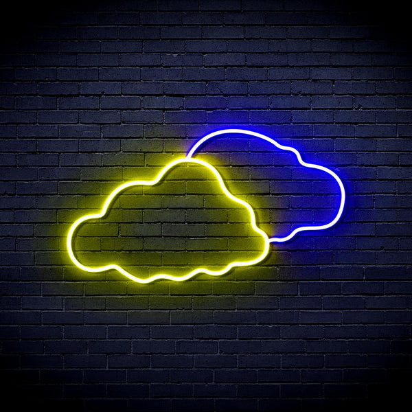advpro-two-clouds-ultra-bright-led-neon-sign-fnu0007 - Blue & Yellow