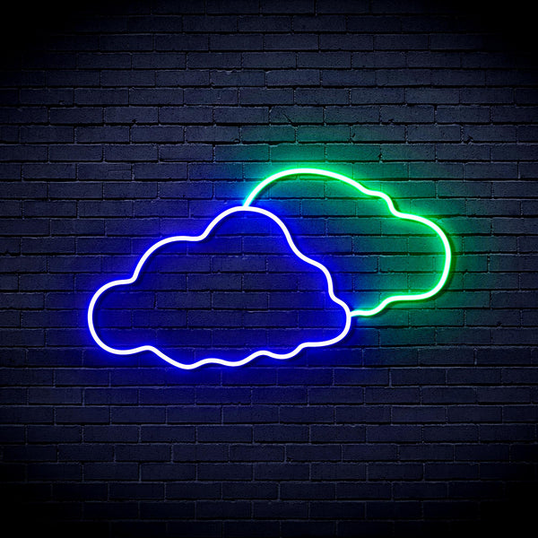 advpro-two-clouds-ultra-bright-led-neon-sign-fnu0007 - Green & Blue