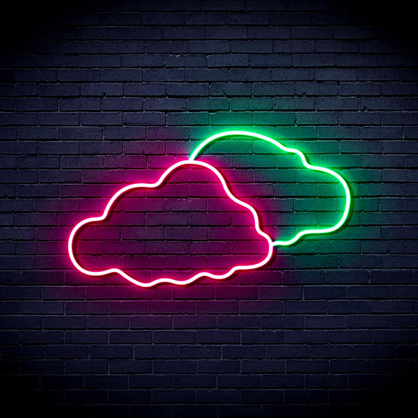 advpro-two-clouds-ultra-bright-led-neon-sign-fnu0007 - Green & Pink