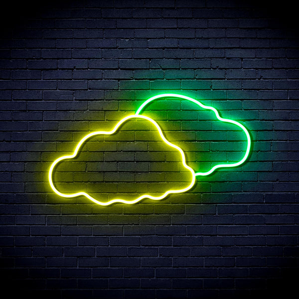 advpro-two-clouds-ultra-bright-led-neon-sign-fnu0007 - Green & Yellow