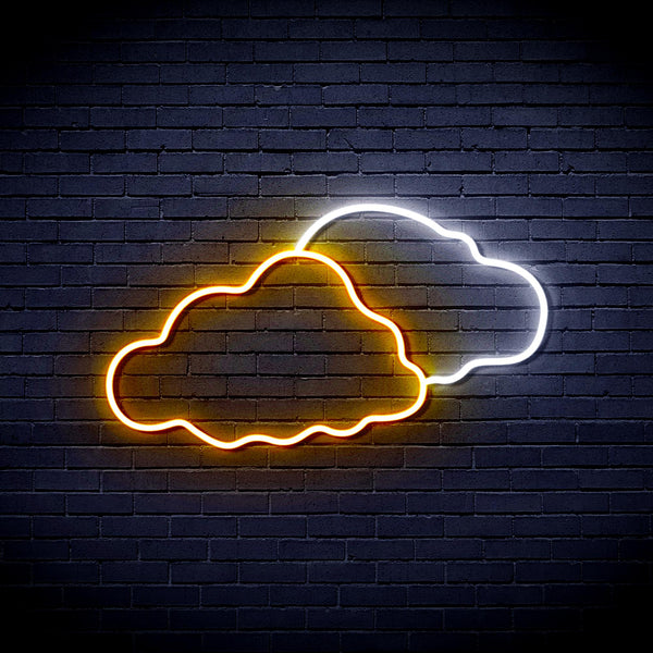 advpro-two-clouds-ultra-bright-led-neon-sign-fnu0007 - White & Golden Yellow