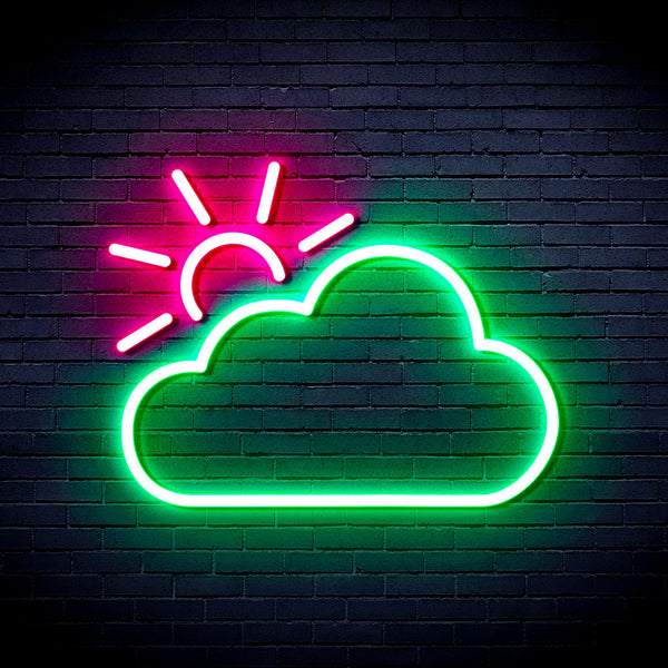 advpro-sun-and-cloud-ultra-bright-led-neon-sign-fnu0014 - Green & Pink