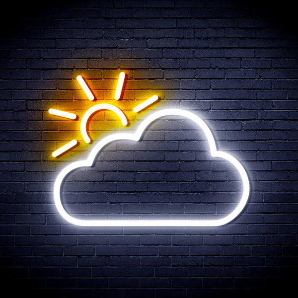 advpro-sun-and-cloud-ultra-bright-led-neon-sign-fnu0014 - White & Golden Yellow