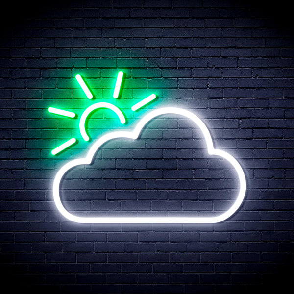 advpro-sun-and-cloud-ultra-bright-led-neon-sign-fnu0014 - White & Green