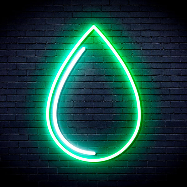 advpro-water-droplet-ultra-bright-led-neon-sign-fnu0015 - White & Green