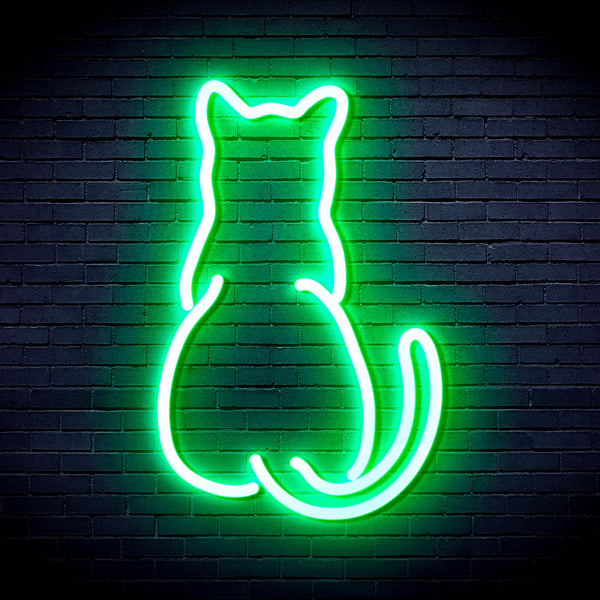 advpro-back-of-standing-cat-ultra-bright-led-neon-sign-fnu0023 - Green