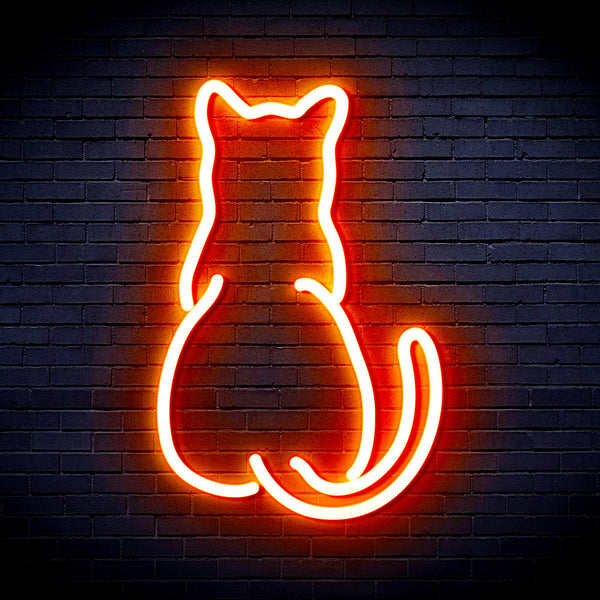 advpro-back-of-standing-cat-ultra-bright-led-neon-sign-fnu0023 - Orange