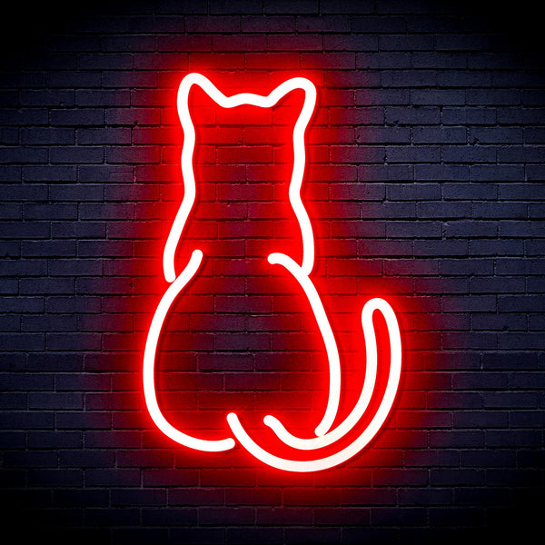 advpro-back-of-standing-cat-ultra-bright-led-neon-sign-fnu0023 - Red