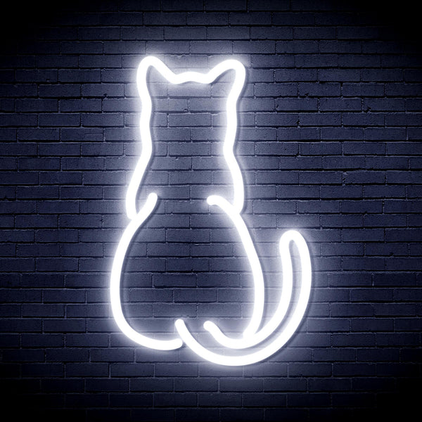 advpro-back-of-standing-cat-ultra-bright-led-neon-sign-fnu0023 - White