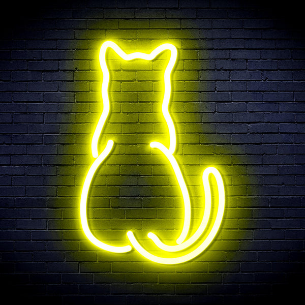advpro-back-of-standing-cat-ultra-bright-led-neon-sign-fnu0023 - Yellow